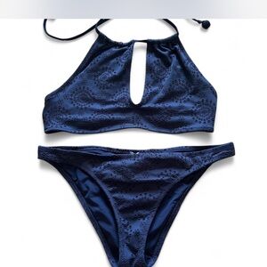 Aerie Blue Bikini with Halter Keyhole Design